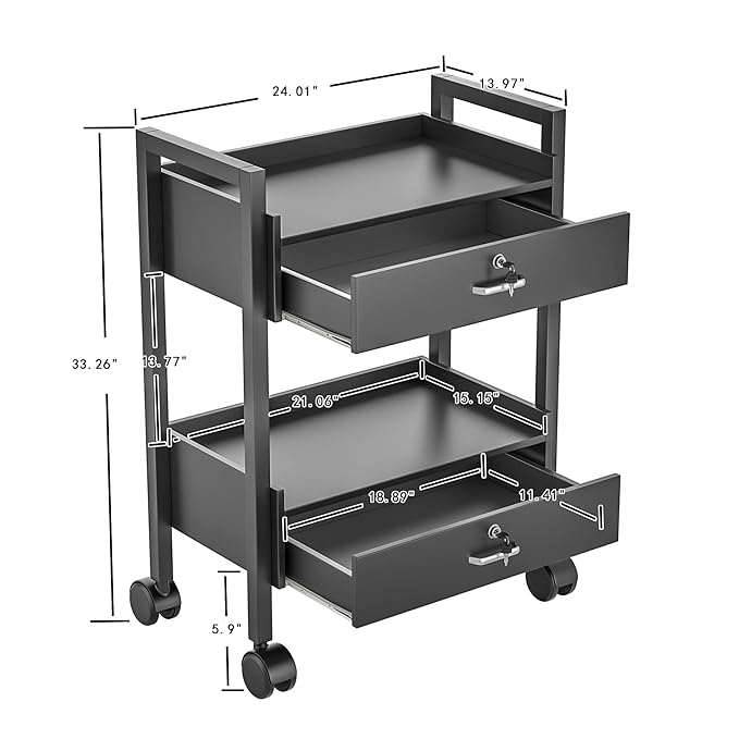 Paddie Salon Trolley Cart, Salon Tray Wooden Mobile Utility Cabinet - Image 7