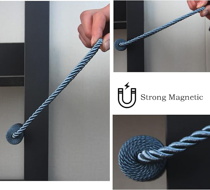 Magnetic Curtain Tiebacks 2 Pack Blue Curtain Rope Tieback Curtain Holders - Image 5