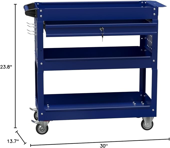 3 Tier Heavy Duty Tool Cart, Mechanic Metal Rolling Tool Carts Work Cart - Image 8