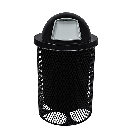 COATEDOUTDOORFURNITURE RDT-BLK Heavy Duty 32 Gallon Round Trash Receptacle by CoatedOutdoorFurniture