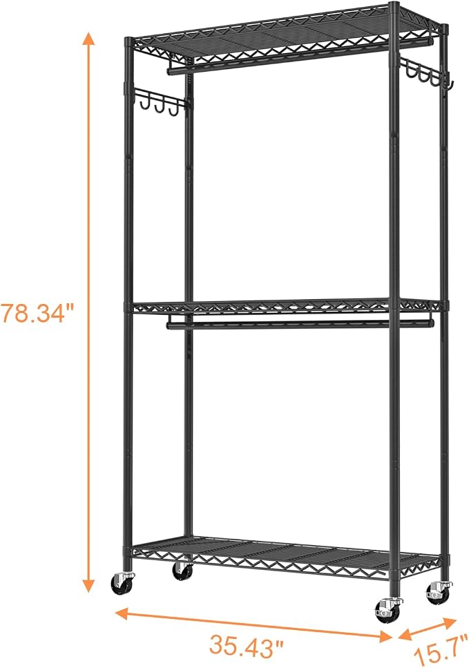 Clothes Rack, Clothing Racks for Hanging Clothes, 3 Tiers Adjustable Garment - Image 4