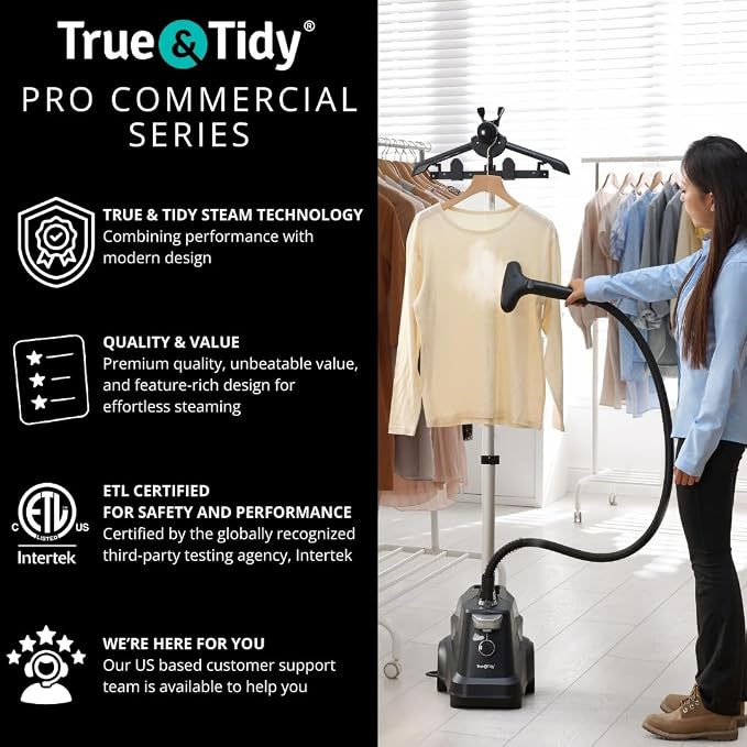True & Tidy® Heavy-Duty Industrial Standing Garment Steamer - Image 6