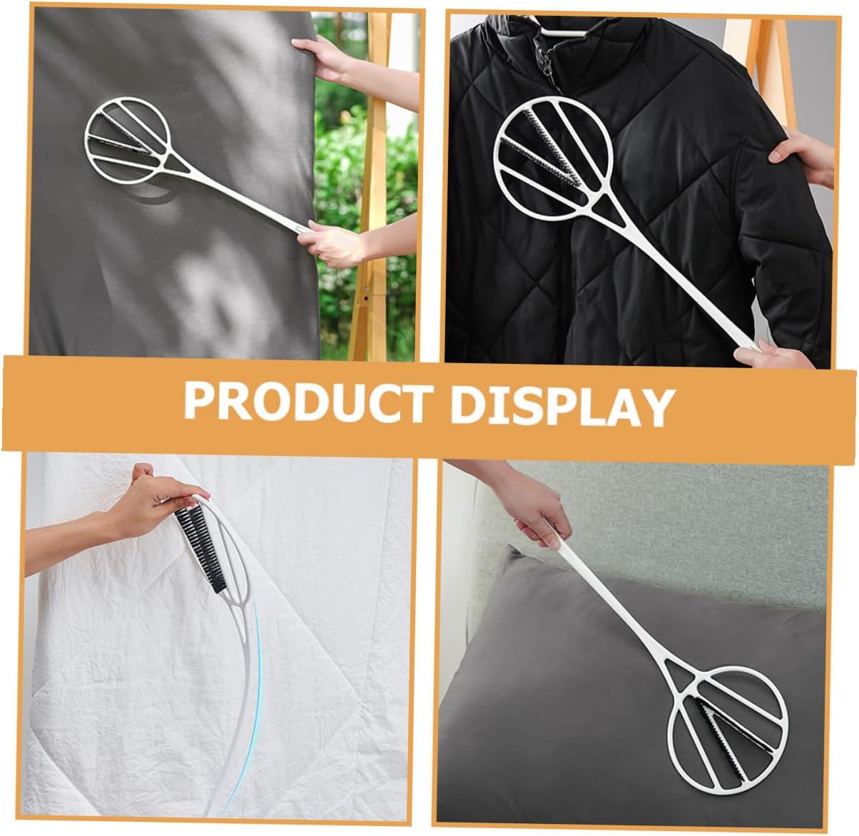 KICHOUSE Quilt Dust Cleaning Tool with Long Handle, White Quilt Beater for Dust Removal and Fluffing, Household Cleaning Duster for Bedding Down Jackets