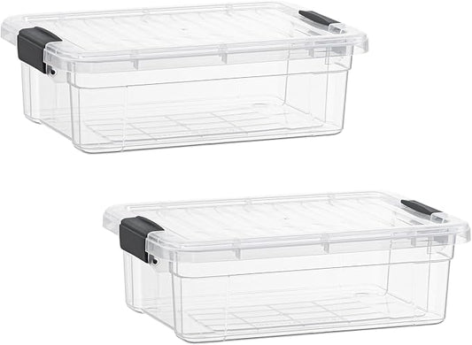 Superio Storage Bins with Lids- 2 Pack, 4.5 Qt Clear Boxes by Superio