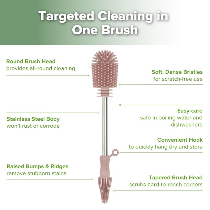 haakaa Cleaning Brush Silicone Bottle Brush Double-Ended Soft Silicone Bristles - Image 4