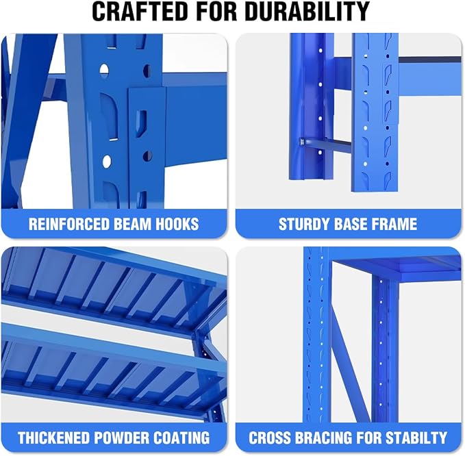 Storage Shelves Heavy Duty, Metal Garage Shelving Units, 4 Tier Storage Rack - Image 4