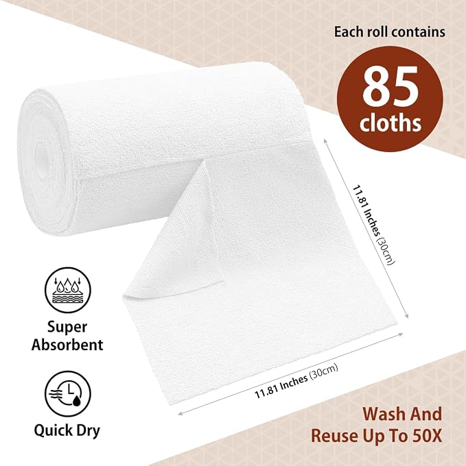 H4N Microfiber Cleaning Cloth Roll, 85 Pack Micro Fiber Wash Cloths - Image 2