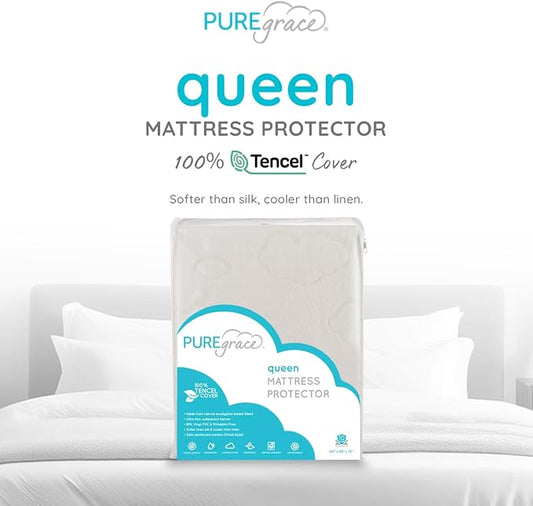 PUREgrace Tencel Mattress Protector – Waterproof, Noiseless Cover, Soft and - Image 2