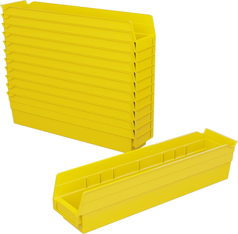 Akro-Mils 30128 Heavy Duty Plastic Shelf Bins, 18"x 4"x 4", Ye...