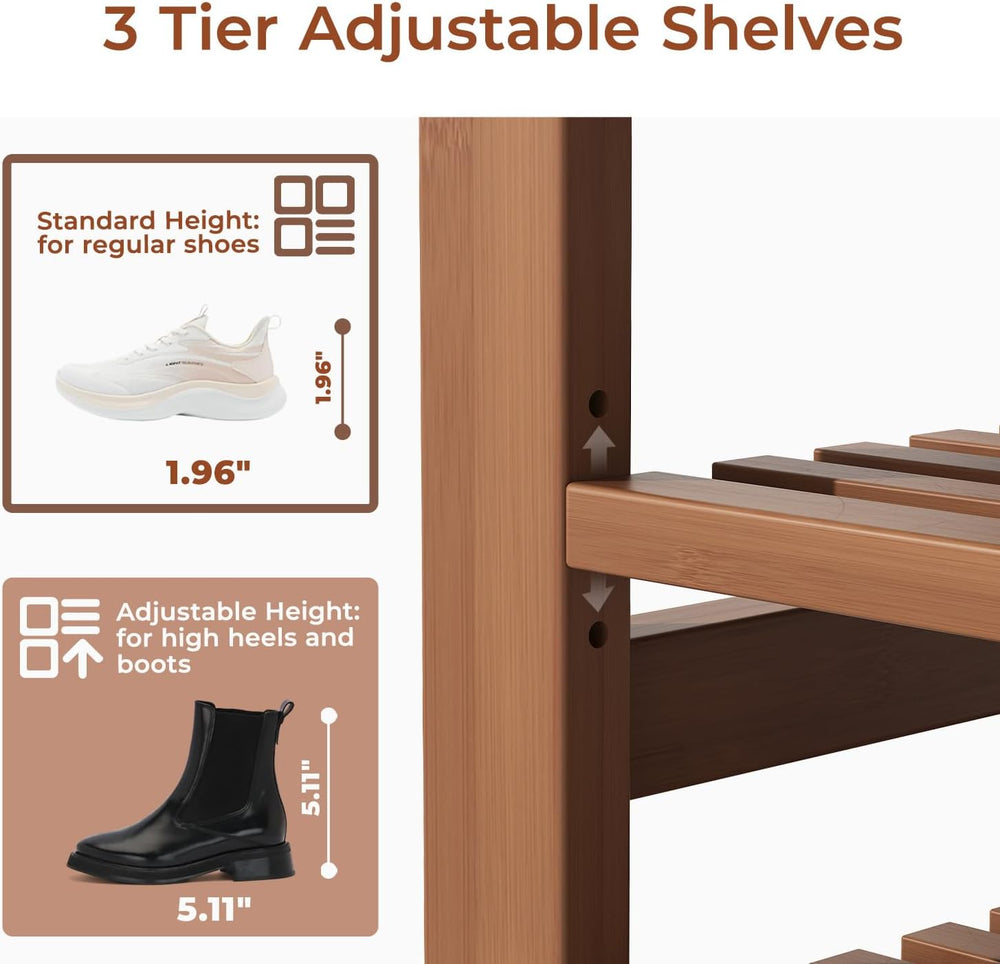 39.4" Entryway Shoe Rack Bench with Cushion, 3-Tier Storage Bench