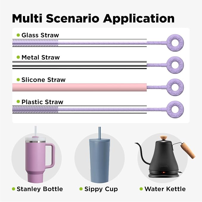 2 Pcs Silicone Straw Cleaner Brush, Extra Long Cleaning Brushes - Image 6