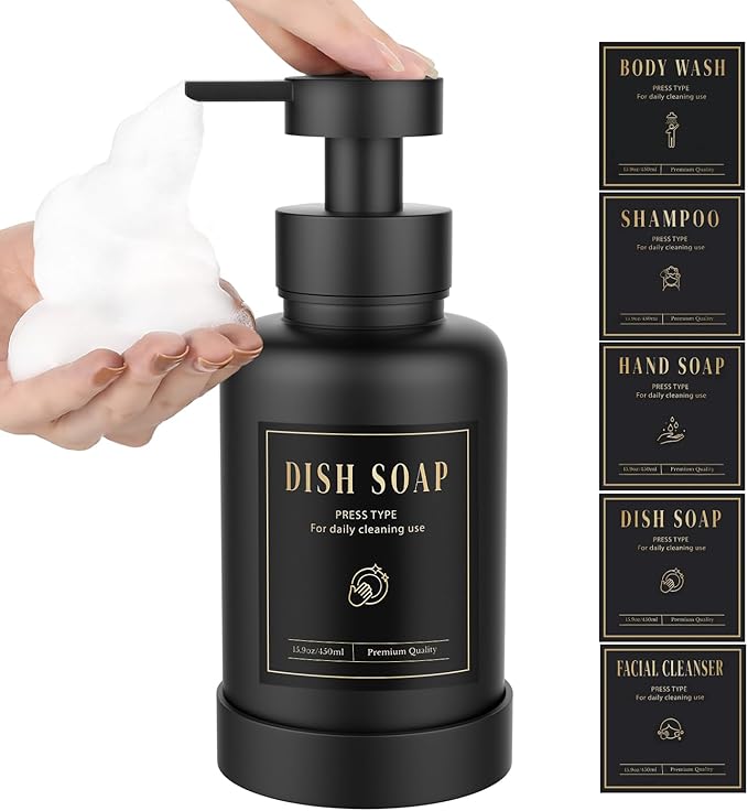 Luxspire Foaming Soap Dispenser, Glass Foam Pump Soap Dispenser, Non-Slip Hand by Luxspire