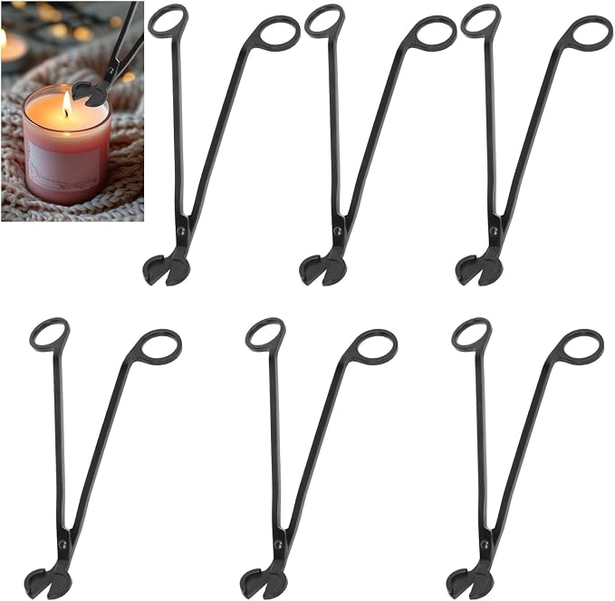 6-Piece Black Candle Wick Trimmer, Polished Wick Cutter Scissor, Premium 430 by Unknown