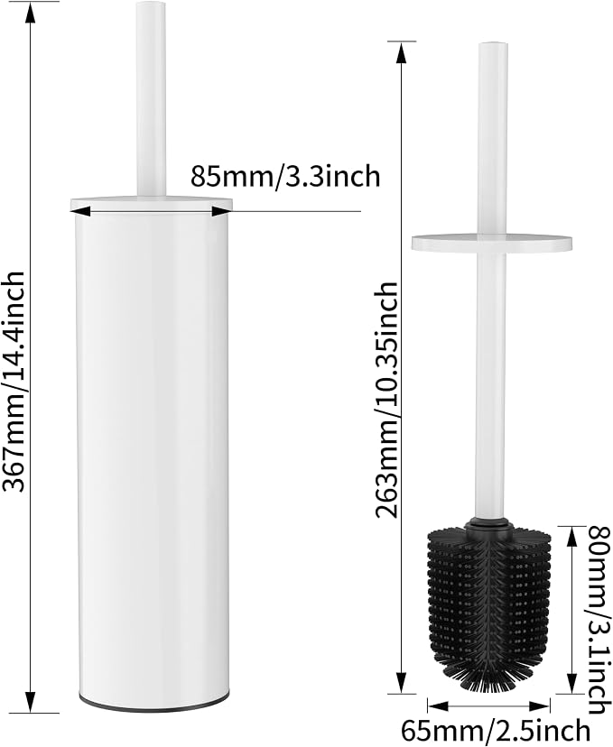 Toilet Brush and Holder Set, Stainless Steel Toilet Bowl Brush - Image 7