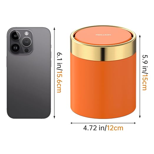 Mini Trash Can with Lid, Desktop Small Trash Can Recycling Bin Cute Metal - Image 5