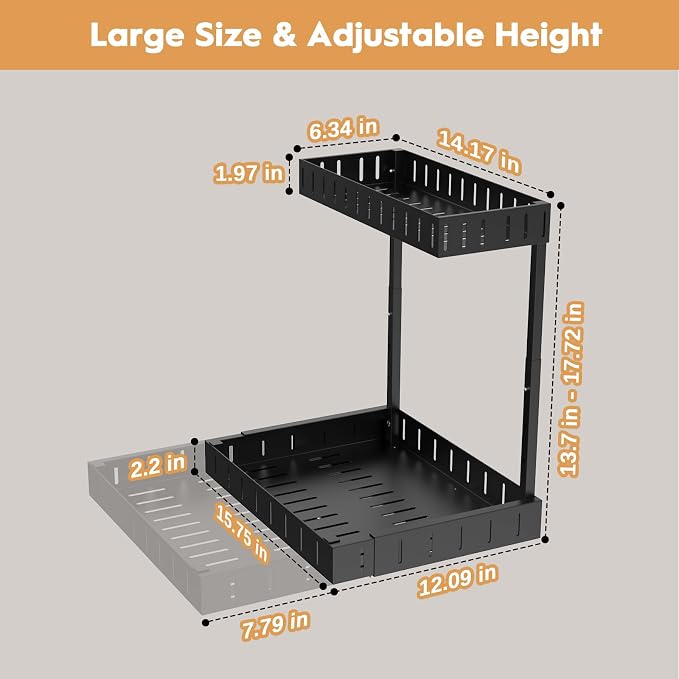 REALINN Under Sink Organizer, 2 Tier Expandable Under Cabinet Organizer - Image 5