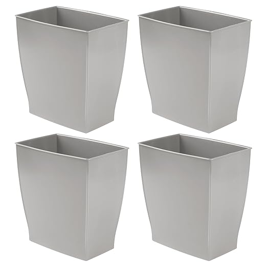 iDesign Small Bathroom Trash Set of 4-Gray Mono Rectangular Can M4 by iDesign