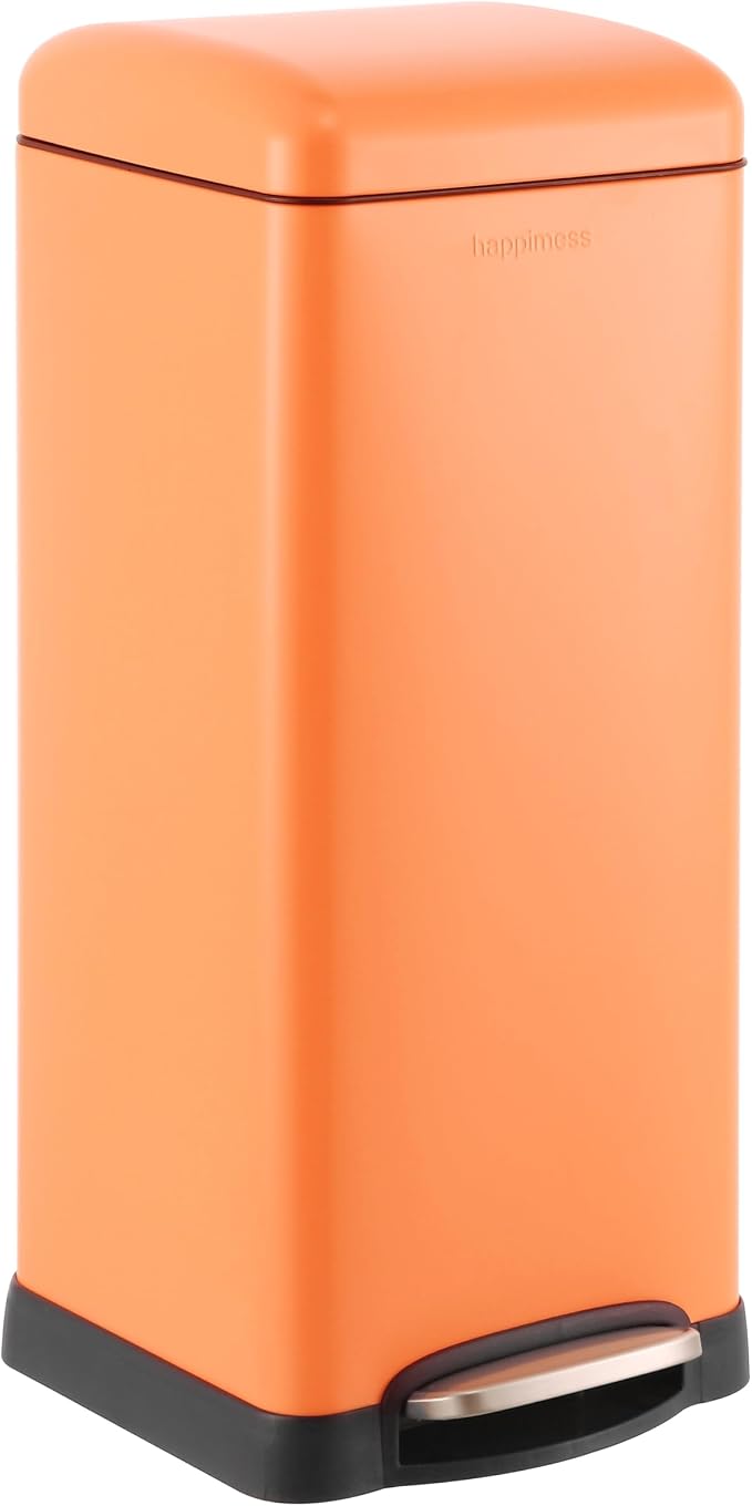 happimess HPM1007G Betty Retro 8-Gallon Step-Open Trash Can, Fingerprint by Happimess