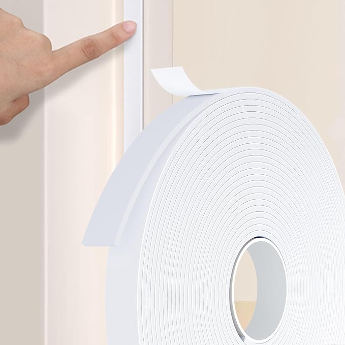 Weather Stripping Door Seal White, Self Adhesive Foam Tape High Density Foam by Unknown