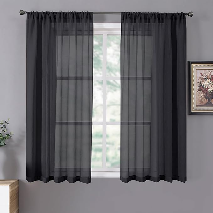 Tollpiz Sheer Curtains Linen Textured Bedroom Curtain Sheers Light Filtering by Tollpiz