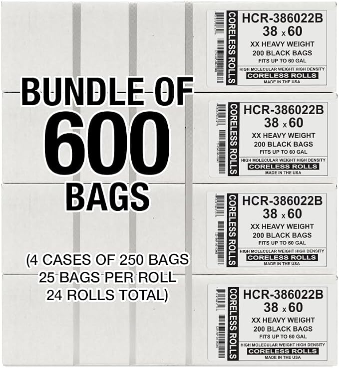 Aluf Plastics High Density Trash Bags, 60 Gallon, 22 Micron, - Image 6