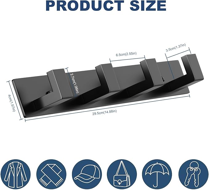 PMMASTO Coat Rack Wall Mount, Coat Hooks Wall Hooks - Image 2