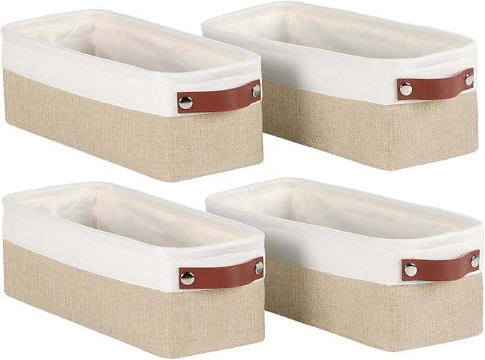 Univivi 4PC Long Narrow Storage Baskets, Small Fabric Storage Bins by Univivi