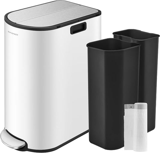 SONGMICS 13-Gallon Dual Kitchen Trash Can, 5.3 and 8 Gallon Compartments by SONGMICSbySONGMICSHOME