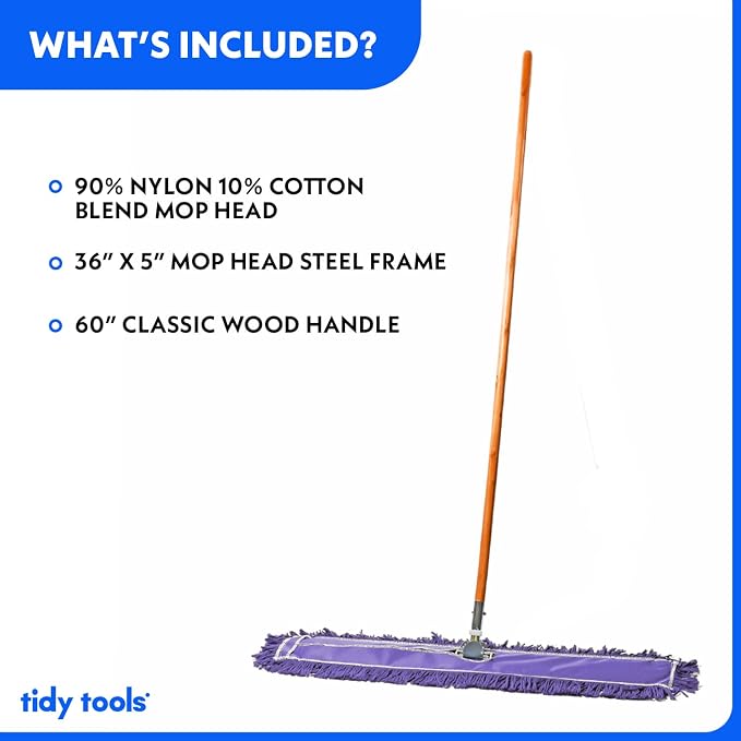 36 Inch Purple Commercial Dust Mop & Floor Sweeper – Wood Handle Floor Mop - Image 4