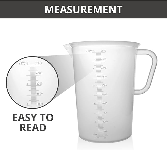 Plastic Graduated Measuring and Mixing Pitcher - 5000ml Plastic Graduated - Image 4