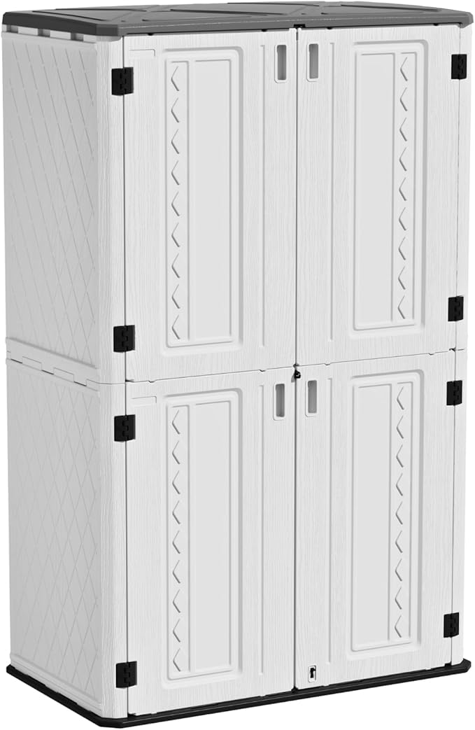 ZZM Resin Outdoor Storage Shed, 67 Cu.ft Vertical Resin Tool 4x6 FT Cabinet w/o by ZZM