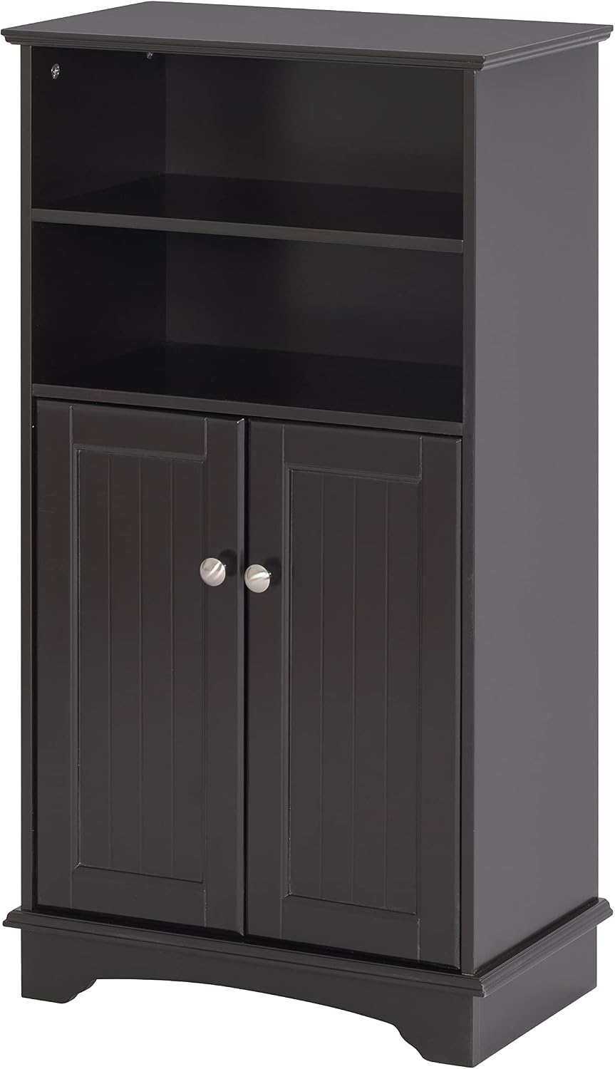 Spirich Small Bathroom Storage Cabinet with Doors & Open Shelves, Espresso