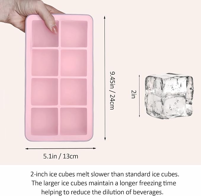 2 Pack Silicone 2 Inch Large Ice Cube Molds - Image 3