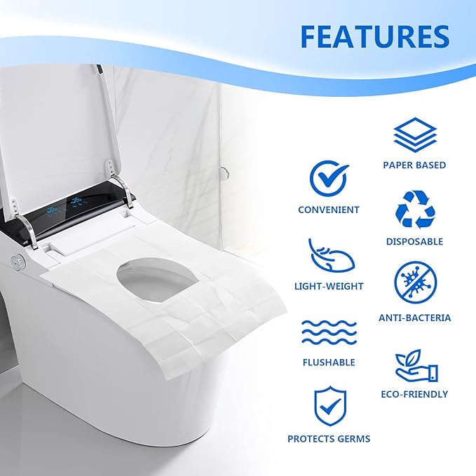 Toilet Seat Covers, XL Flushable and Biodegradable Paper Cover Disposable - Image 2
