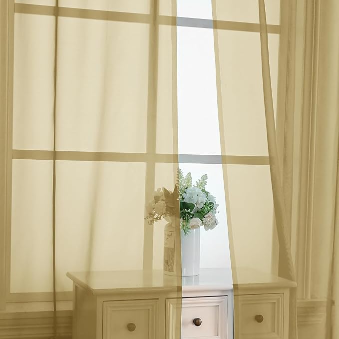 Chyhomenyc Gold Sheer Curtains 78 Inches Long 2 Panels Set - Image 7