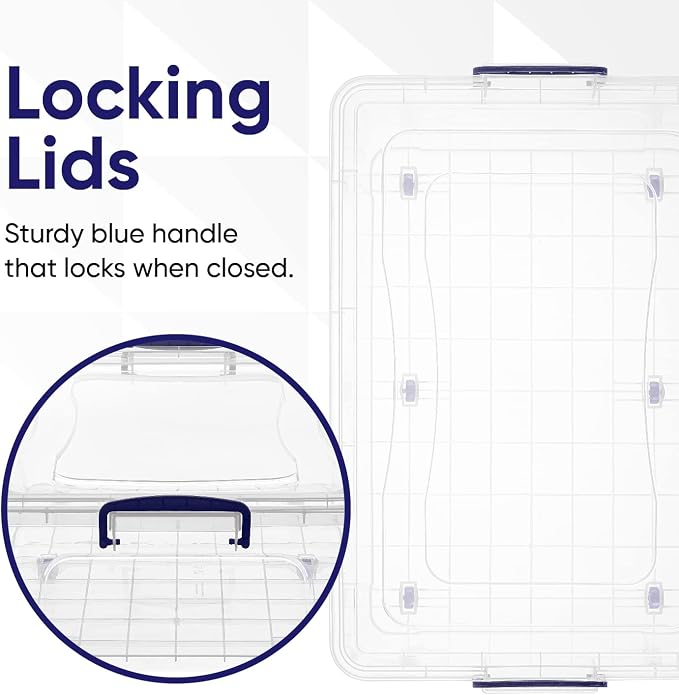 Superio Storage Bins with Lids, Stackable Totes, BPA Free, Odor Free, Organizer