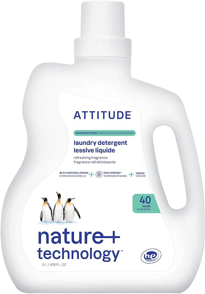 ATTITUDE Liquid Laundry Detergent, EWG Verified, HE Compatible, Plant-Based & by ATTITUDE