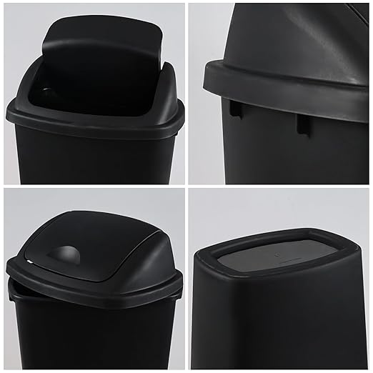 4 Pack 40 Liter Swing Lid Kitchen Garbage Can, Plastic Trash Can - Image 3