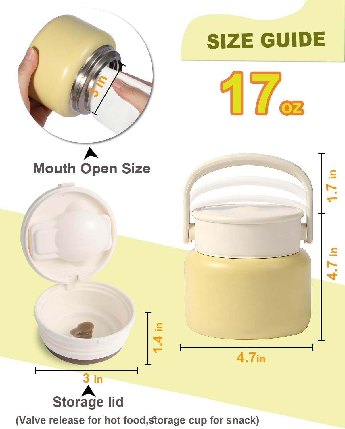 316 Stainless Steel Vacuum Insulated food jar for hot food lunch container, Soup Thermo For Kids/Adults lunch on the go