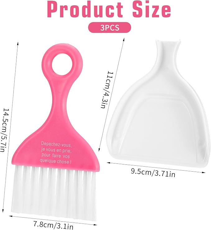 3 Pcs Mini Broom and Dustpan Set, Compact Cleaning Sweep, Mini Broom and Brush - Image 2