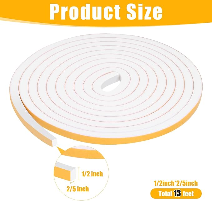 Weather Stripping Seal for Door Window, 13Feet High Density Foam Tape, - Image 2