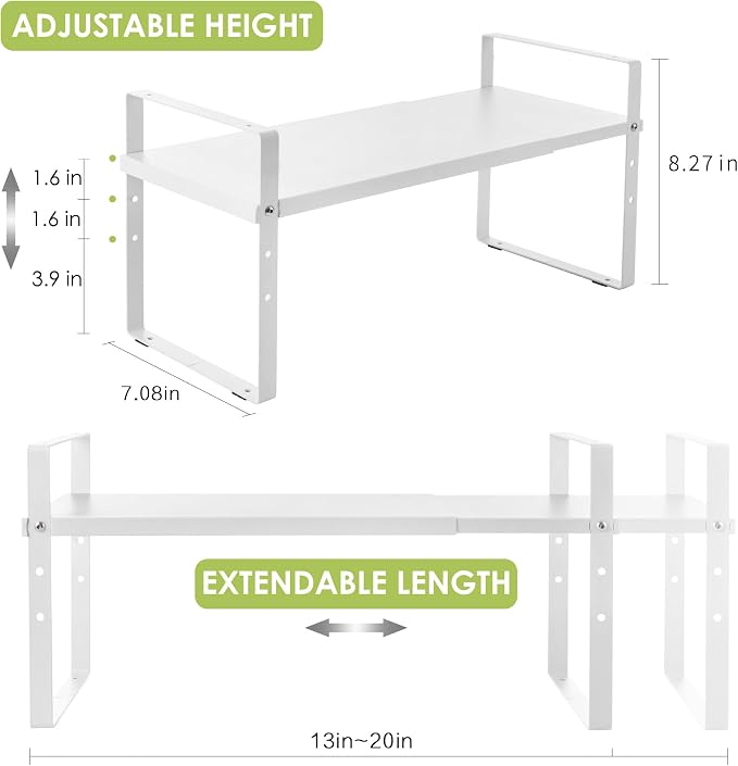 Expandable Cabinet Shelf Organizer Rack, Stackable Kitchen Counter Storage - Image 3