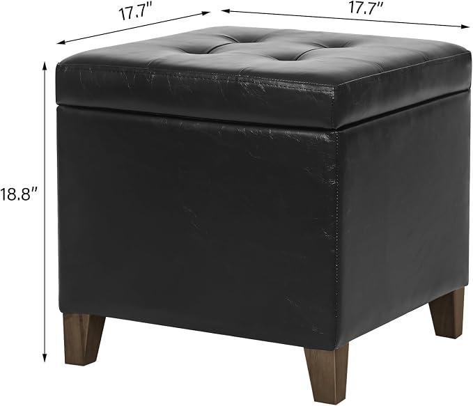 Adeco Faux Leather Storage Ottoman Bench - Image 3