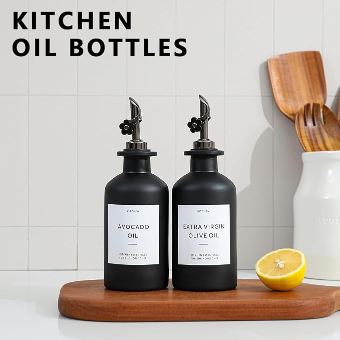 HOMCDALY Olive Oil Dispenser for Kitchen, 11.8oz Glass Kitchen Dispenser Bottle - Image 8