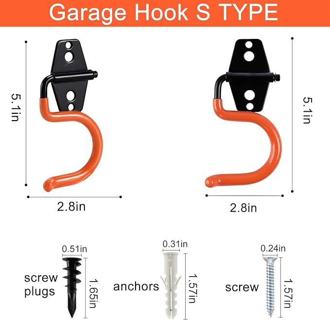 AOBEN Garage Hooks Heavy Duty, Steel Garage Storage Hooks, Utility Tool Hangers - Image 2