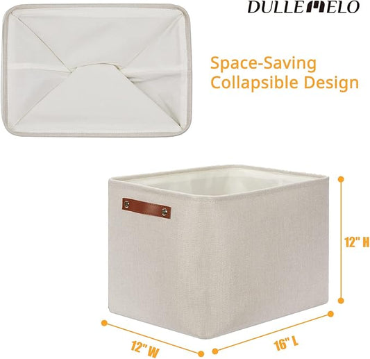 DULLEMELO Storage Baskets Large 16"x12"x12" Tall Rectangular Baskets Fabric - Image 2