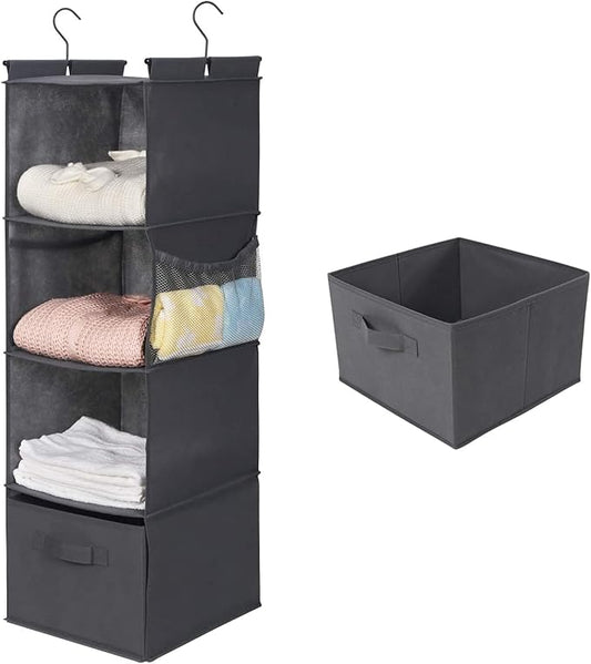 MAX Houser 4-Shelf Hanging Closet Organizer, Space Saver, Cloth Hanging Shelves by MAXHouser