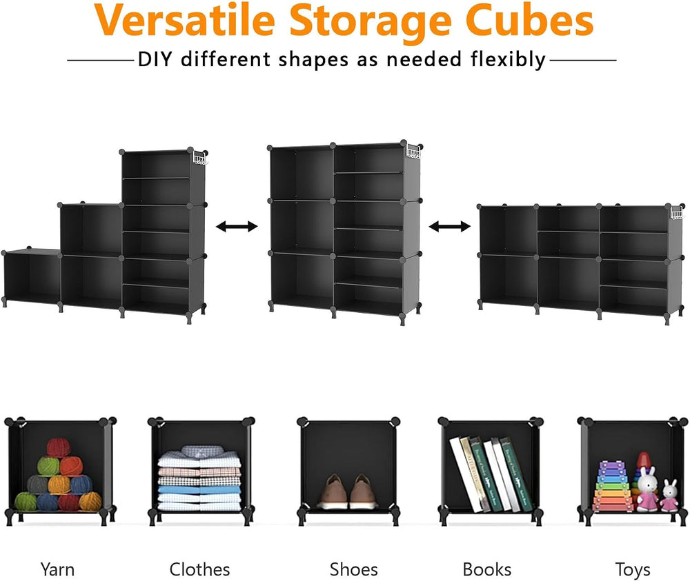 AWTATOS 6 Cube Closet Organizer Storage Shelves, Black