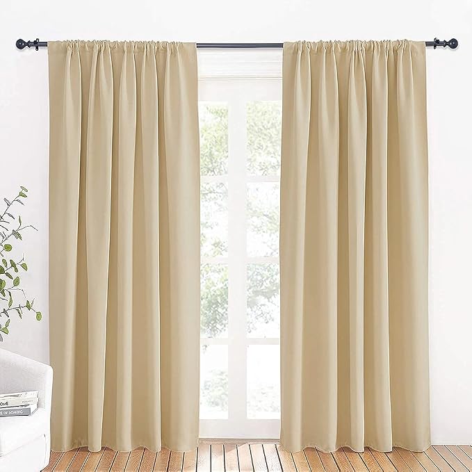 RYB HOME Large Curtains for Living Room 84 inches Length, W 70 x L 84, Biscotti by RYBHOME