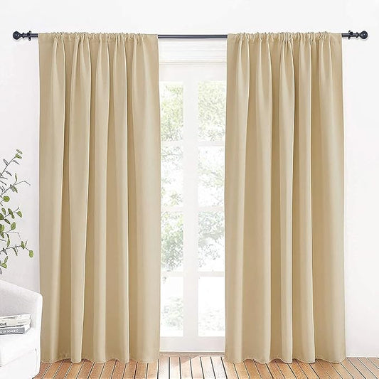 RYB HOME Large Curtains for Living Room 84 inches Length, W 70 x L 84, Biscotti by RYBHOME